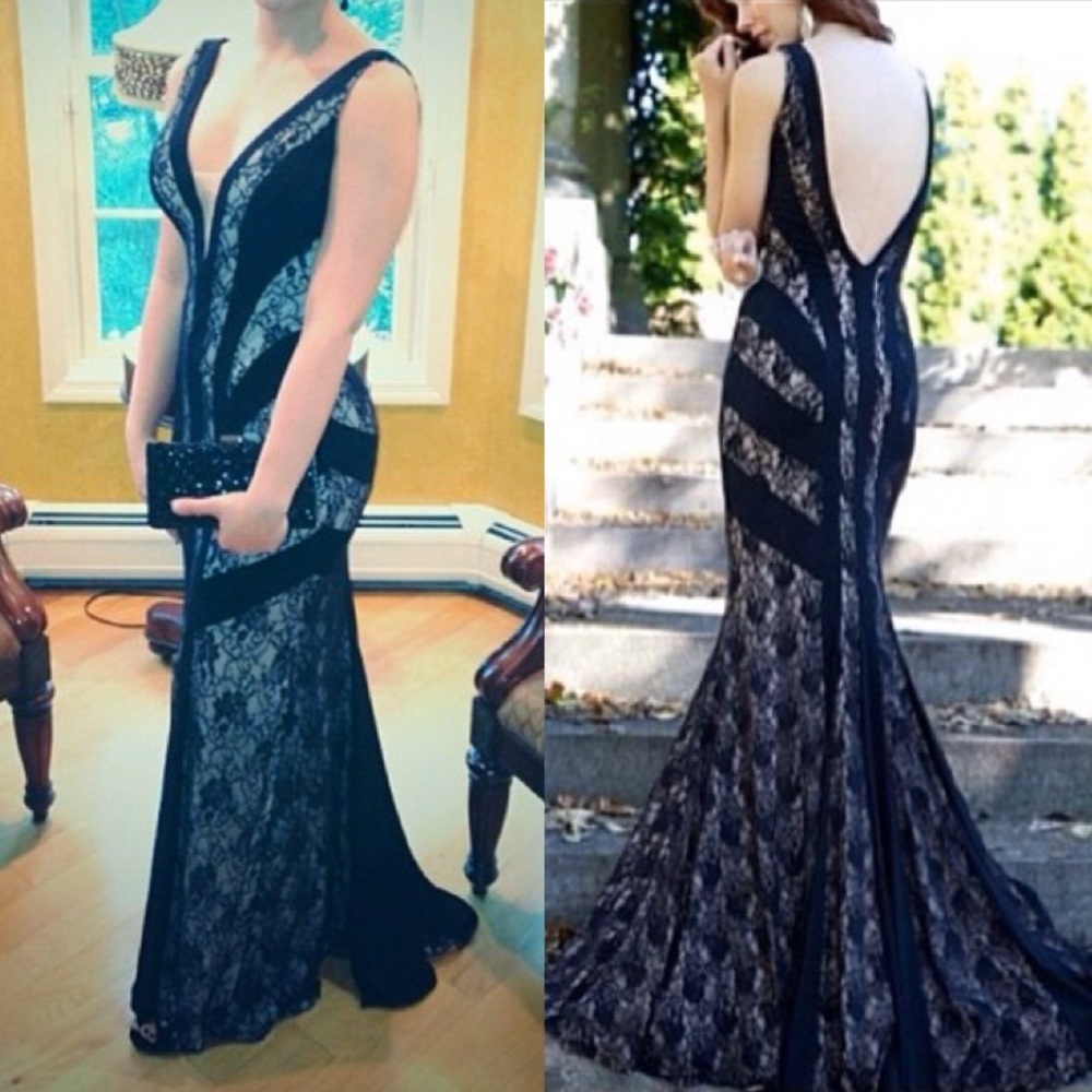 Black Deep V Evening gown